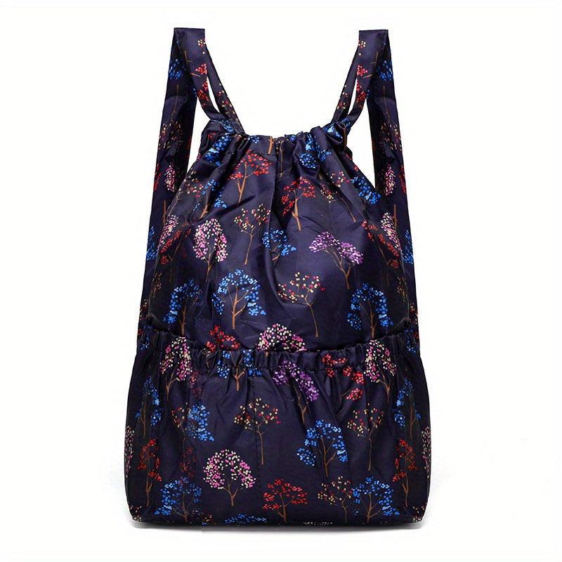 Butterfly Floral Pattern Backpack Drawstring Travel Schoolbag