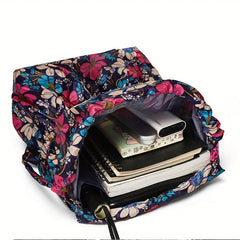 Butterfly Floral Pattern Backpack Drawstring Travel Schoolbag