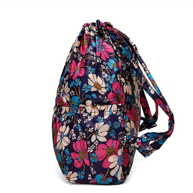 Butterfly Floral Pattern Backpack Drawstring Travel Schoolbag