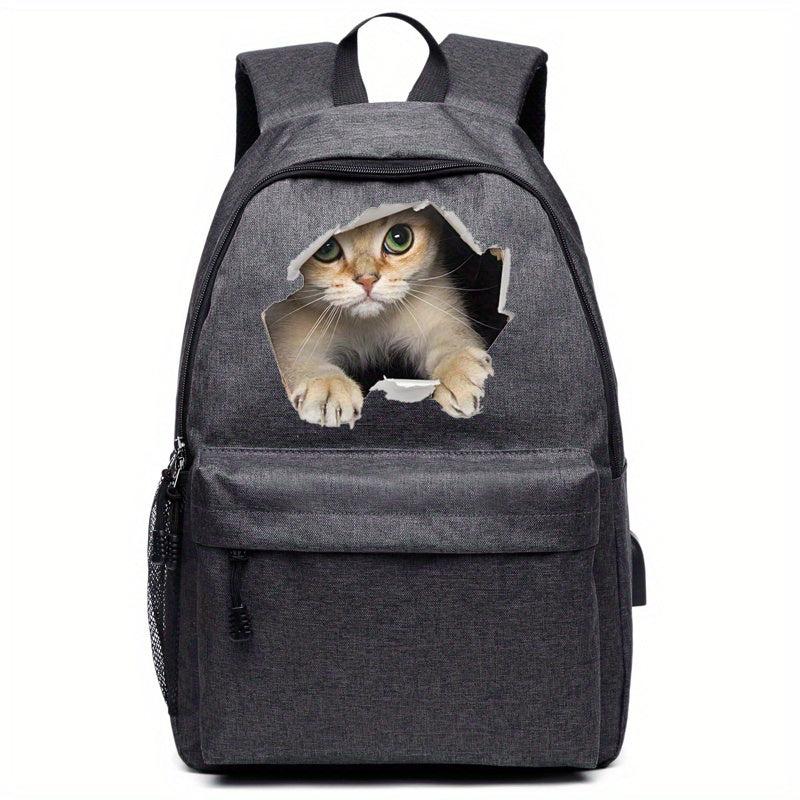 Starry Sky & Cat Print Backpack Durable Lightweight School Travel Bag