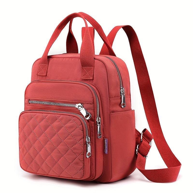 Argyle Quilted Square Backpack Waterproof Schoolbag