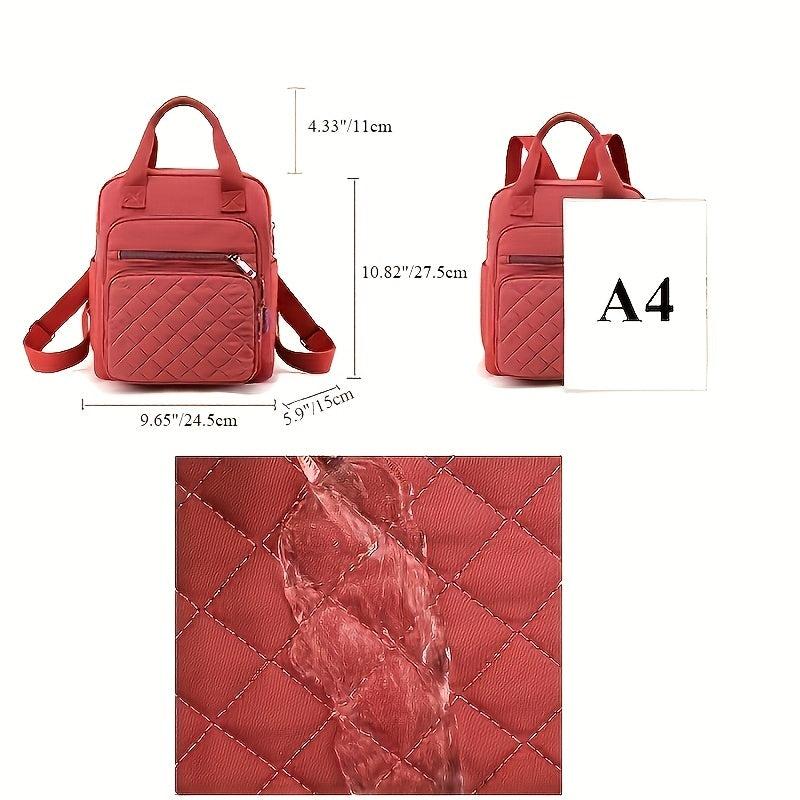 Argyle Quilted Square Backpack Waterproof Schoolbag