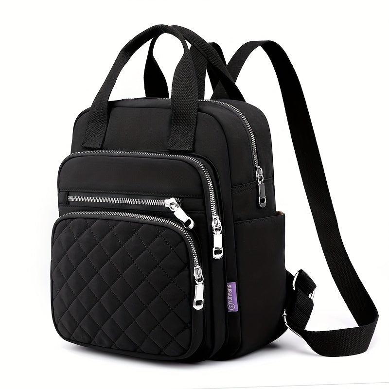 Argyle Quilted Square Backpack Waterproof Schoolbag