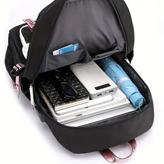 Large Capacity Canvas Laptop Daypack with USB Charging Port