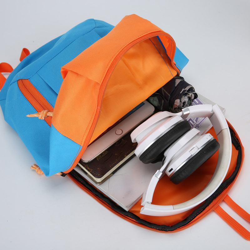 Colorblock Zipper Backpack Lightweight Travel Storage Rucksack