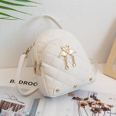 Argyle Pattern Mini Zipper Backpack Women's Bags