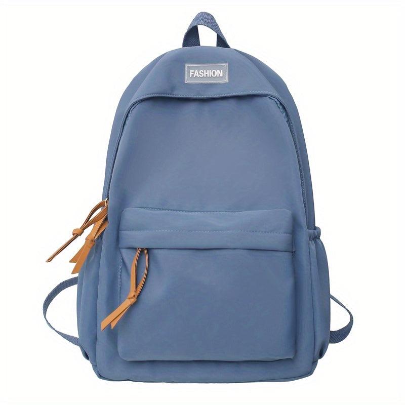 Preppy Style Nylon Backpack with Laptop Compartment