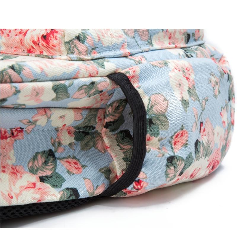 Flower Pattern Canvas Backpack Women's Large Capacity