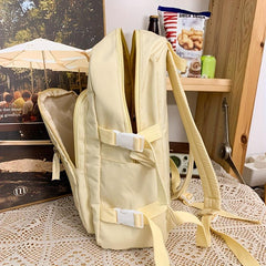 Minimalist Solid Zipper Backpack Large Capacity Preppy School Bag