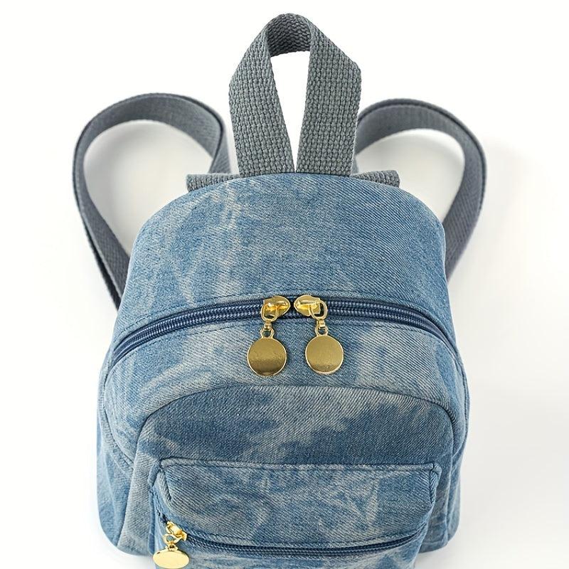 Mini Denim Backpack Canvas Durable Lightweight School Backpack