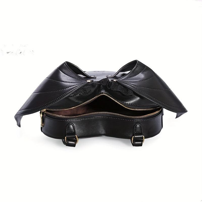 Devil Bat Shaped Backpack Halloween Lace Shoulder Bag Gothic PU Leather