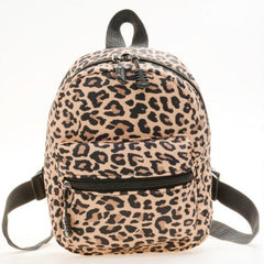 Animal Print Nylon Backpack Women's Zipper Schoolbag Small Purse
