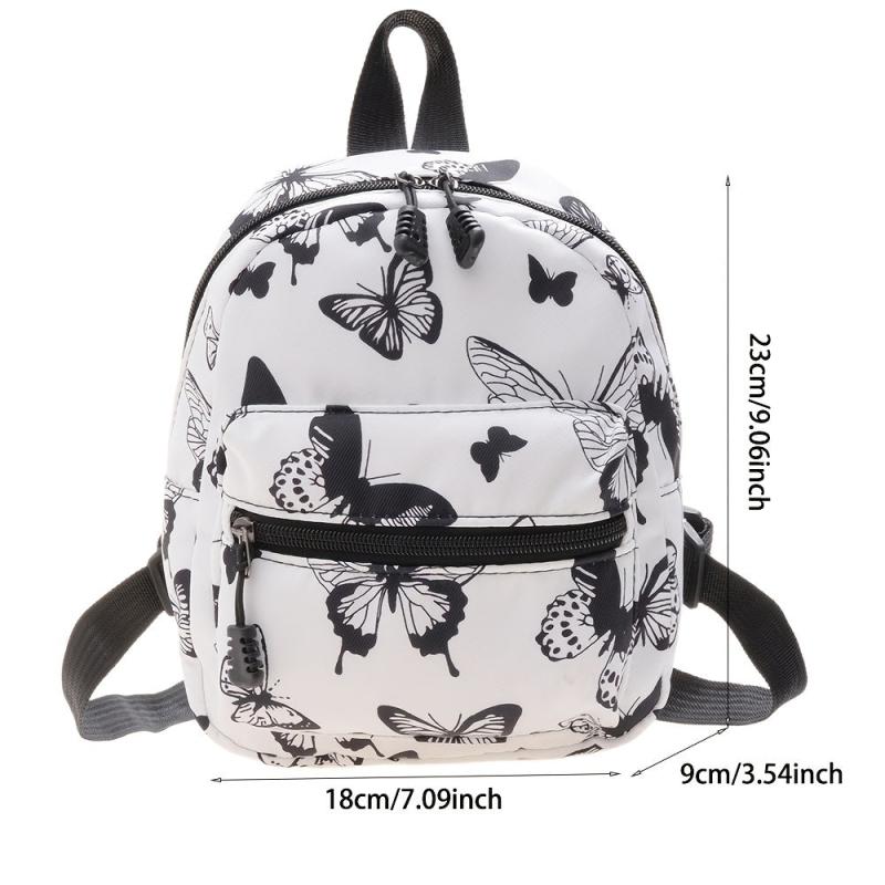 Animal Print Nylon Backpack Women's Zipper Schoolbag Small Purse