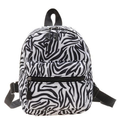 Animal Print Nylon Backpack Women's Zipper Schoolbag Small Purse