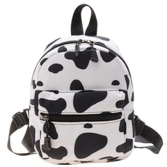 Animal Print Nylon Backpack Women's Zipper Schoolbag Small Purse