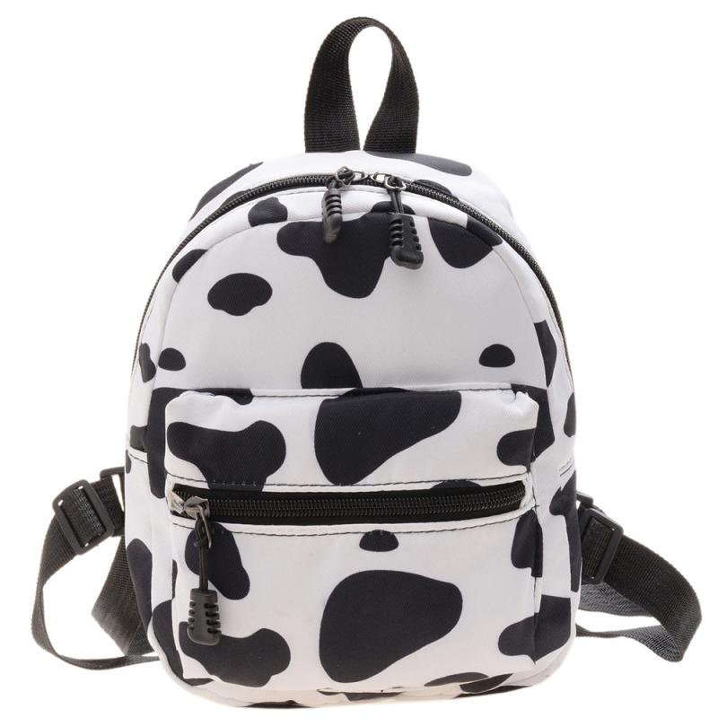 Animal Print Nylon Backpack Women's Zipper Schoolbag Small Purse
