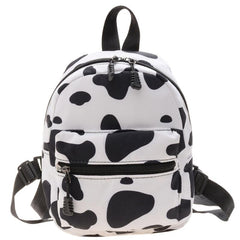 Animal Print Nylon Backpack Women's Zipper Schoolbag Small Purse