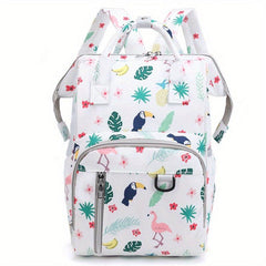 Floral Print Diaper Bag Waterproof Functional Top Handle Backpack