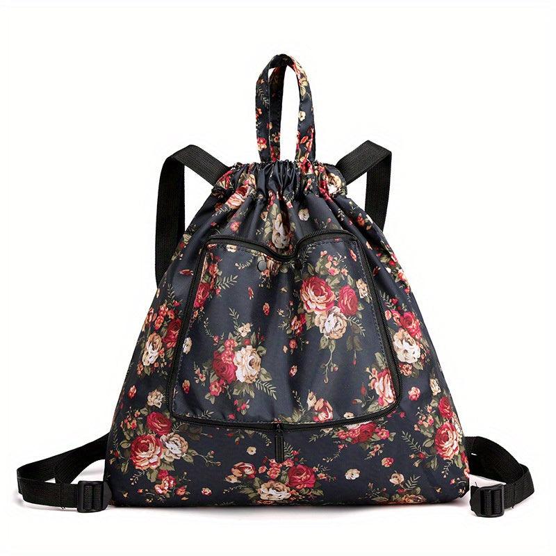 Women's Printed Backpack Drawstring Bag Lightweight Sports Bag