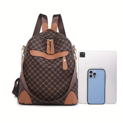 Retro Argyle Printed Backpack Purse Classic Style Two way Shoulder Bag