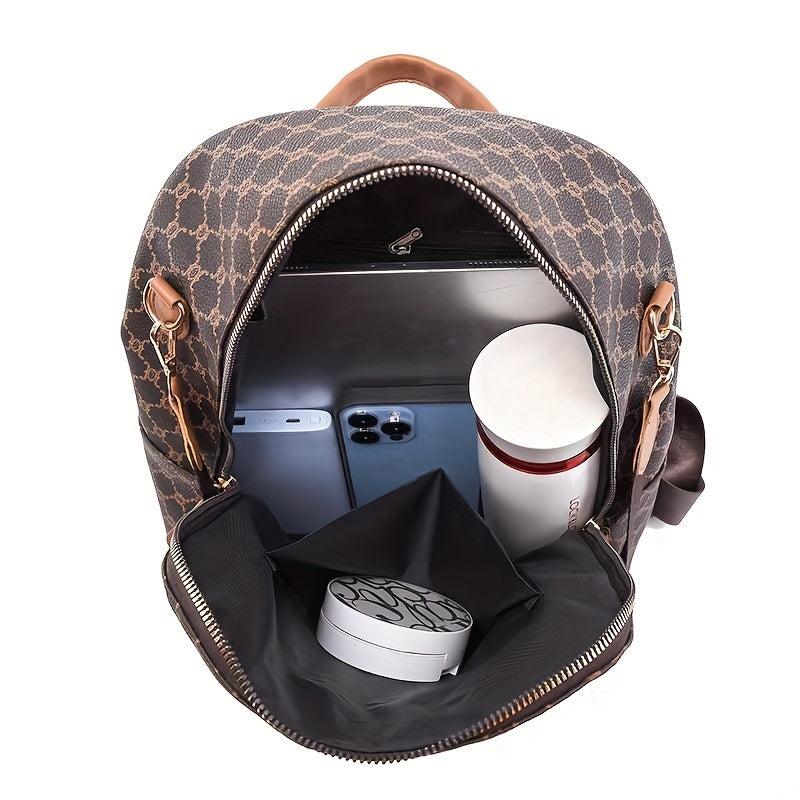 Retro Argyle Printed Backpack Purse Classic Style Two way Shoulder Bag