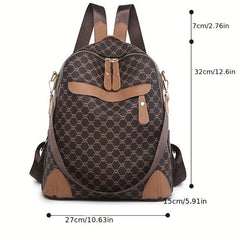 Retro Argyle Printed Backpack Purse Classic Style Two way Shoulder Bag