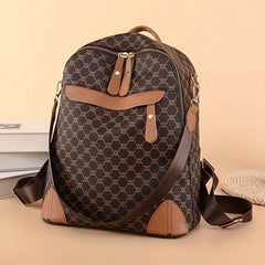 Retro Argyle Printed Backpack Purse Classic Style Two way Shoulder Bag