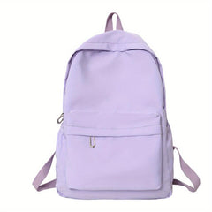 Preppy Style Backpack Casual Nylon School Bag Solid Travel Bookbag
