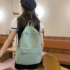 Preppy Style Backpack Casual Nylon School Bag Solid Travel Bookbag