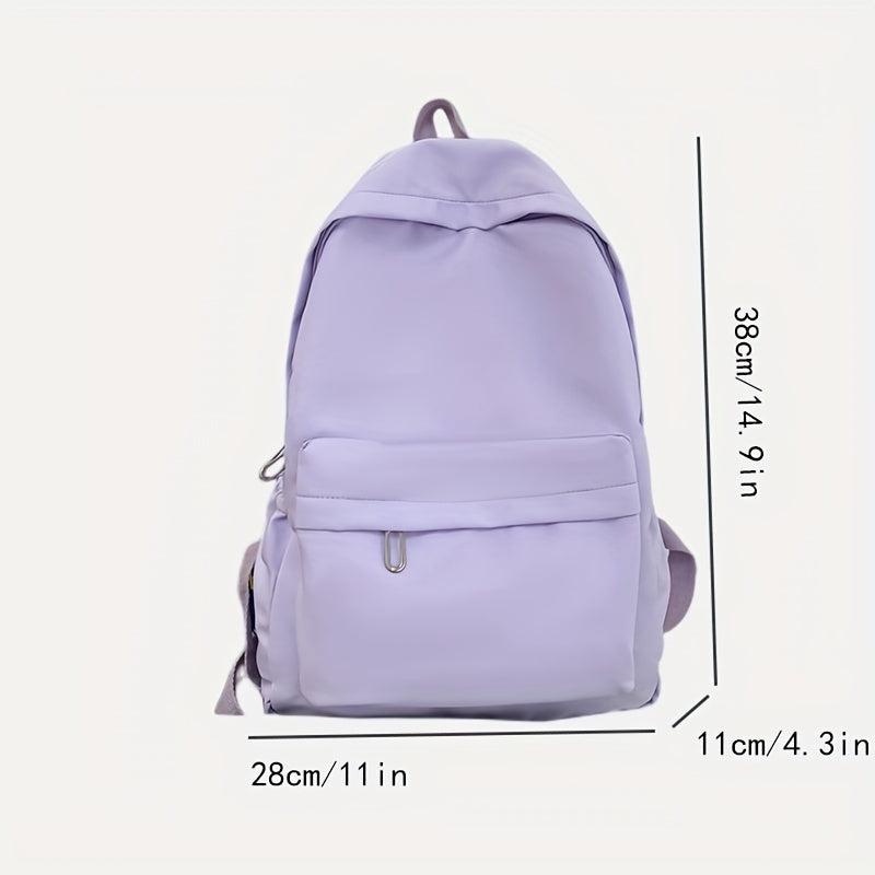 Preppy Style Backpack Casual Nylon School Bag Solid Travel Bookbag