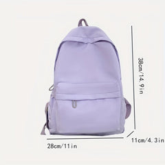 Preppy Style Backpack Casual Nylon School Bag Solid Travel Bookbag