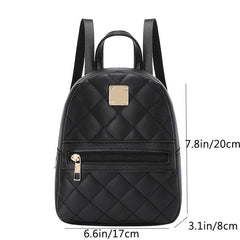 Argyle Quilted Backpack Purse Zipper Handbag Small Shoulder Schoolbag