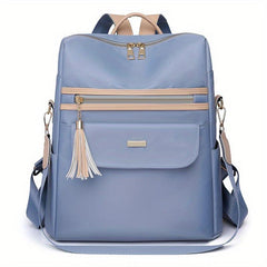 Oxford Cloth Laptop Backpack with Tassel Decor