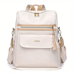 Oxford Cloth Laptop Backpack with Tassel Decor