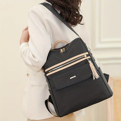 Oxford Cloth Laptop Backpack with Tassel Decor