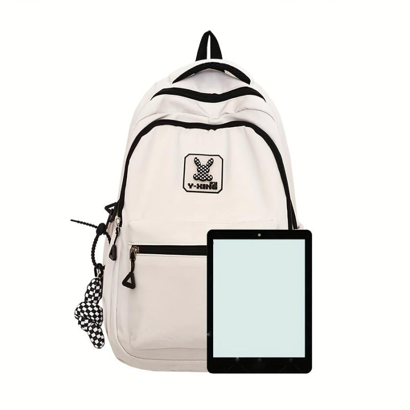 Nylon Zipper Backpack Large Capacity Rucksack Women's School Bag