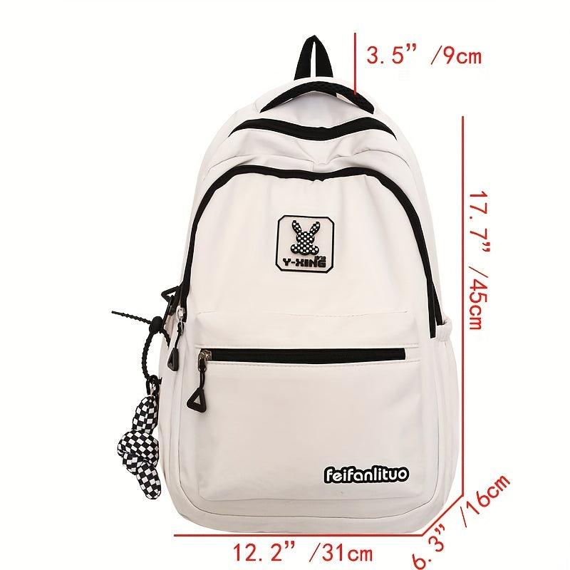 Nylon Zipper Backpack Large Capacity Rucksack Women's School Bag