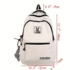 Nylon Zipper Backpack Large Capacity Rucksack Women's School Bag
