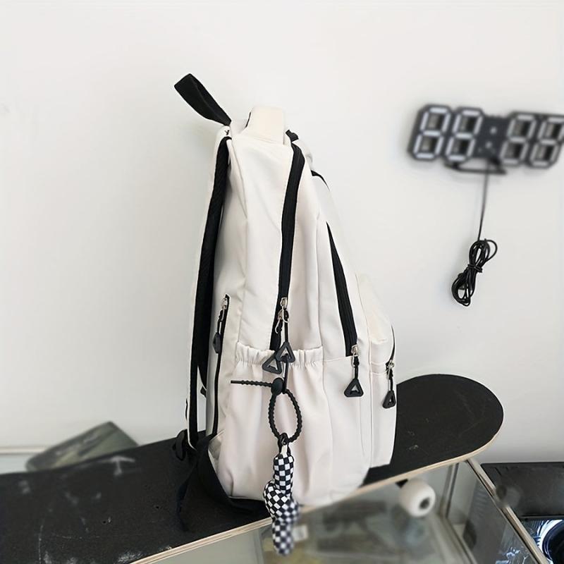 Nylon Zipper Backpack Large Capacity Rucksack Women's School Bag