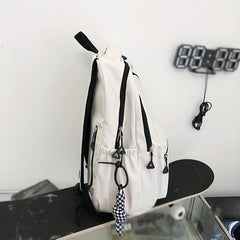 Nylon Zipper Backpack Large Capacity Rucksack Women's School Bag