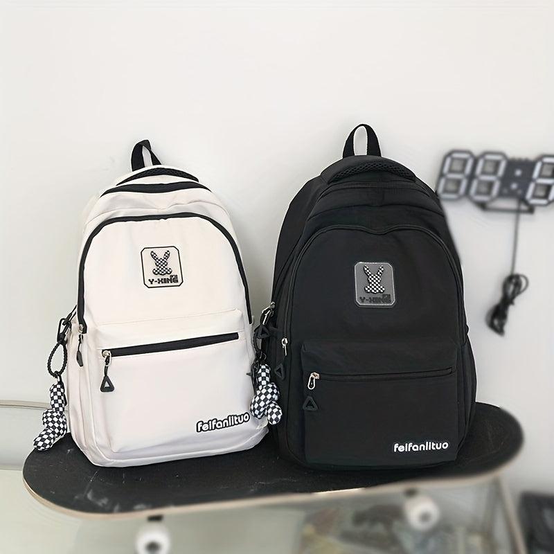 Nylon Zipper Backpack Large Capacity Rucksack Women's School Bag