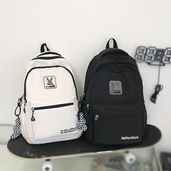 Nylon Zipper Backpack Large Capacity Rucksack Women's School Bag