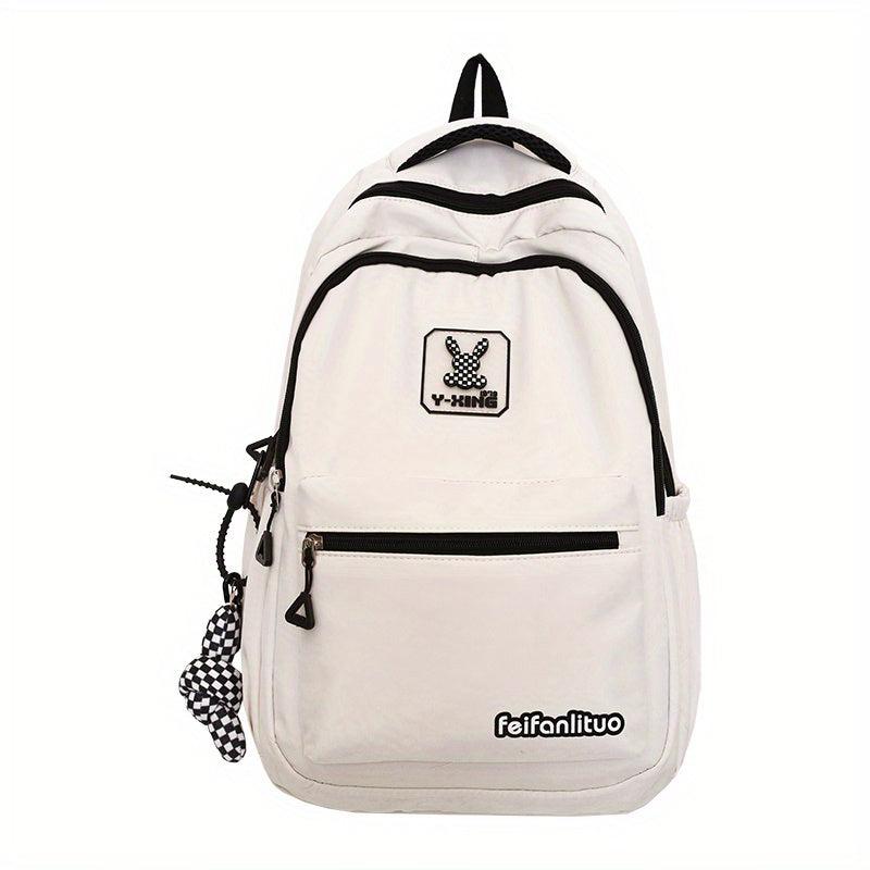 Nylon Zipper Backpack Large Capacity Rucksack Women's School Bag