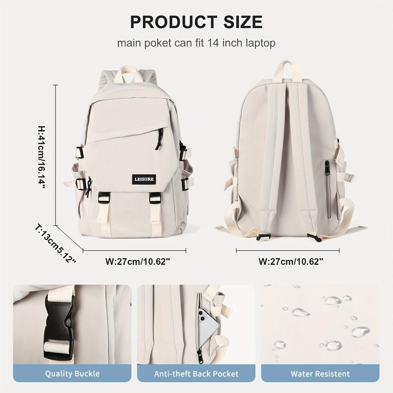 Casual Solid Preppy Backpack All Match Storage School Bag Travel Storage