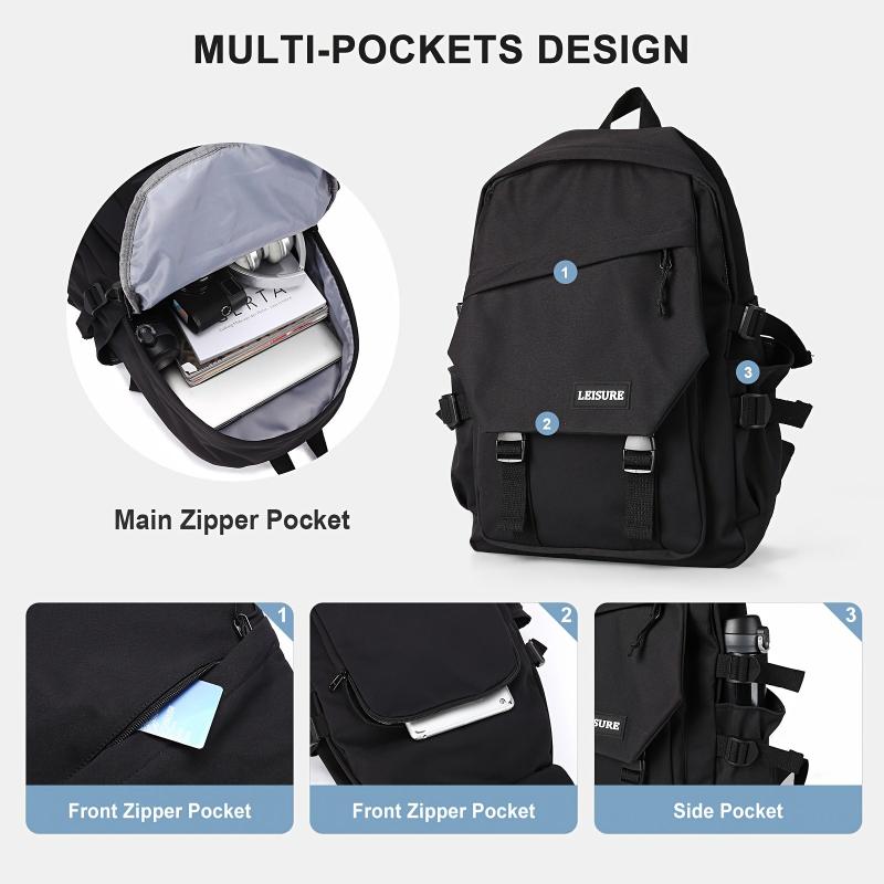 Casual Solid Preppy Backpack All Match Storage School Bag Travel Storage