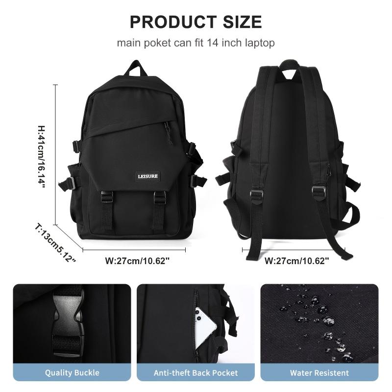 Casual Solid Preppy Backpack All Match Storage School Bag Travel Storage