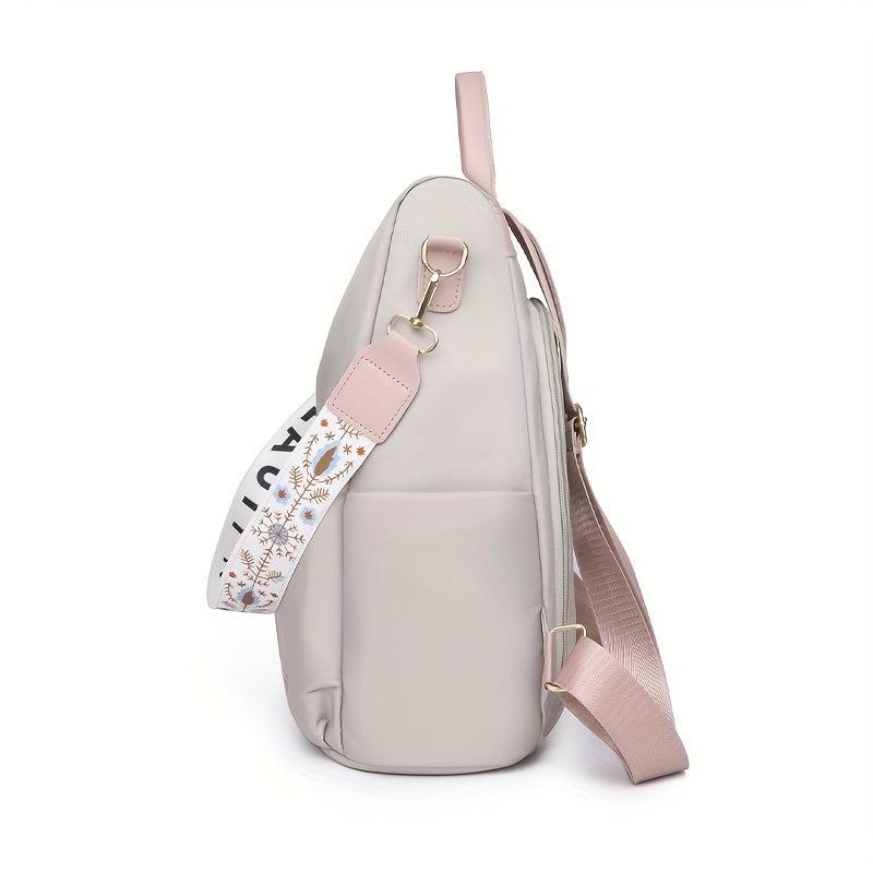 Floral Embroidered Backpack Lightweight Shoulder Bag Canvas