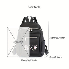 Cartoon Flower Print Backpack Anti Theft Nylon Travel Daypack