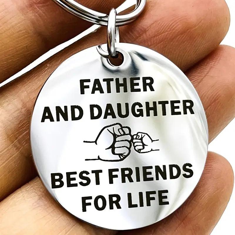 Father Daughter Stainless Steel Keyring Dad's Birthday Christmas Gift