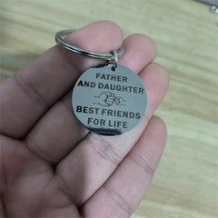 Father Daughter Stainless Steel Keyring Dad's Birthday Christmas Gift